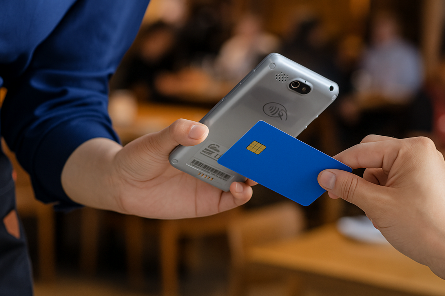 Restaurant card machine UK contactless payment demonstration using PAX A50 terminal